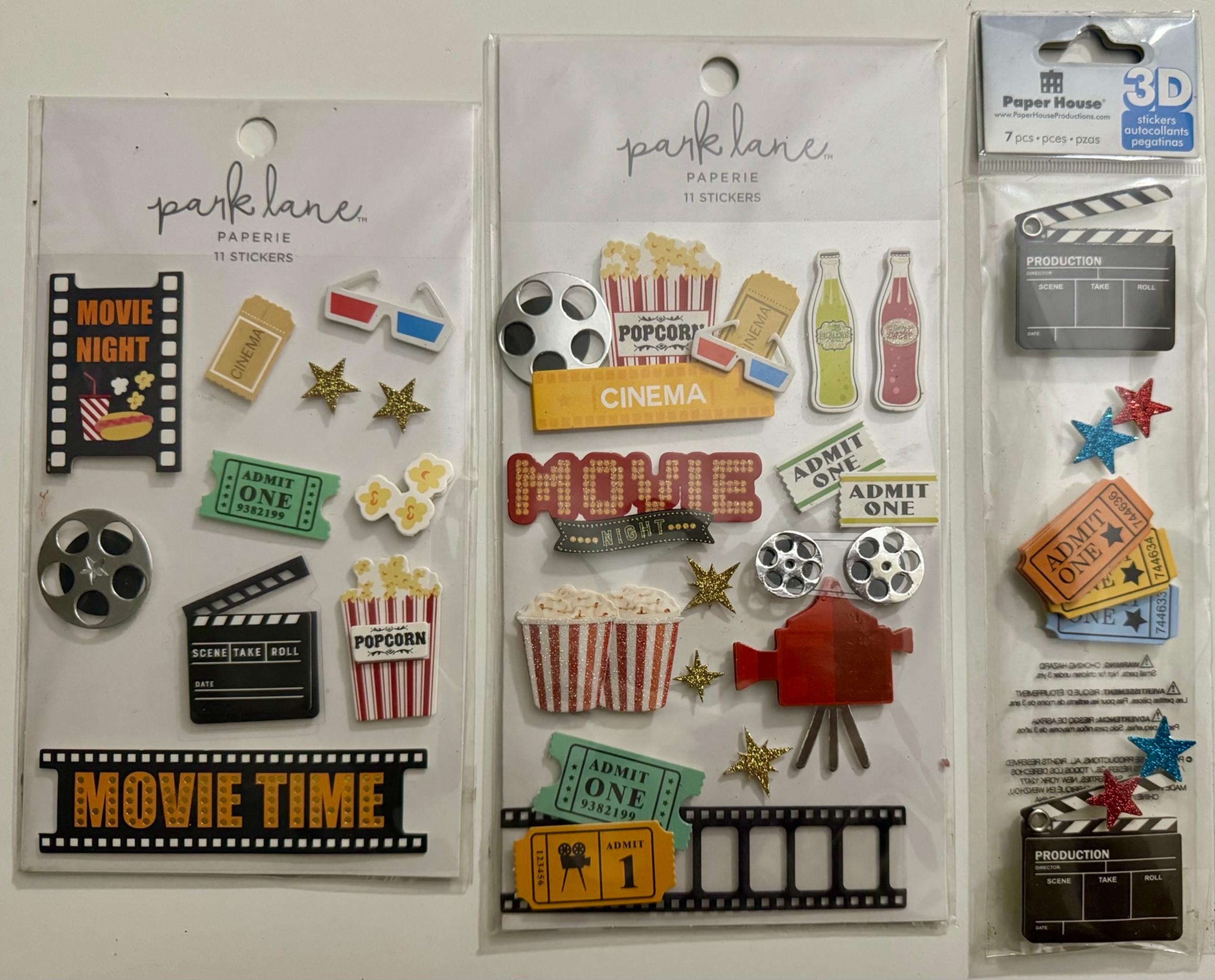 Paper House / Park Lane 3D Scrapbook Stickers in Movies Theme - Paper House Productions