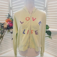 WILDFOX GREEN ZIP UP LOVE LIFE HOODIE SIZE MED