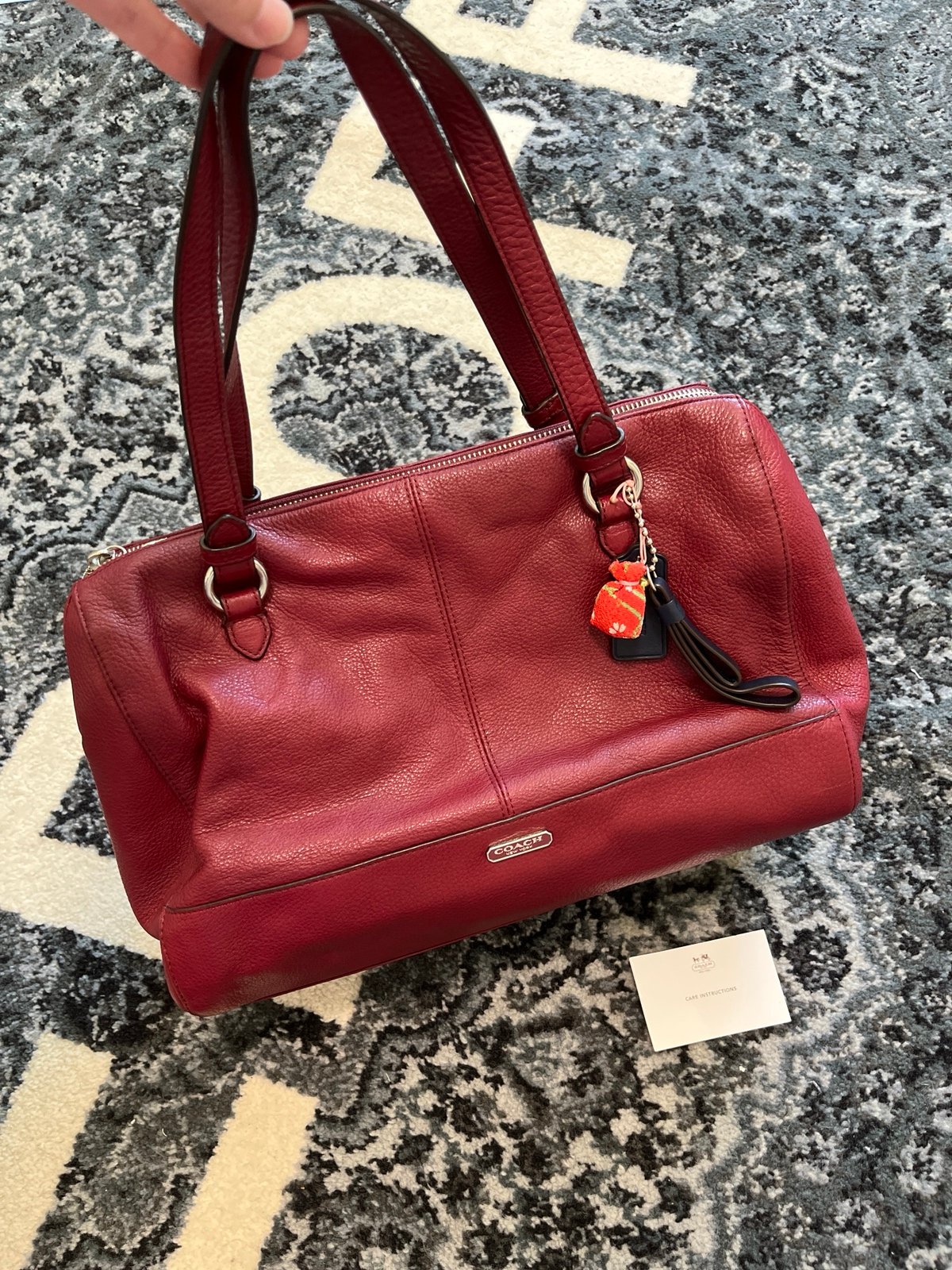 Coach Red Leather Katheryn Triple Zipper Satchel
