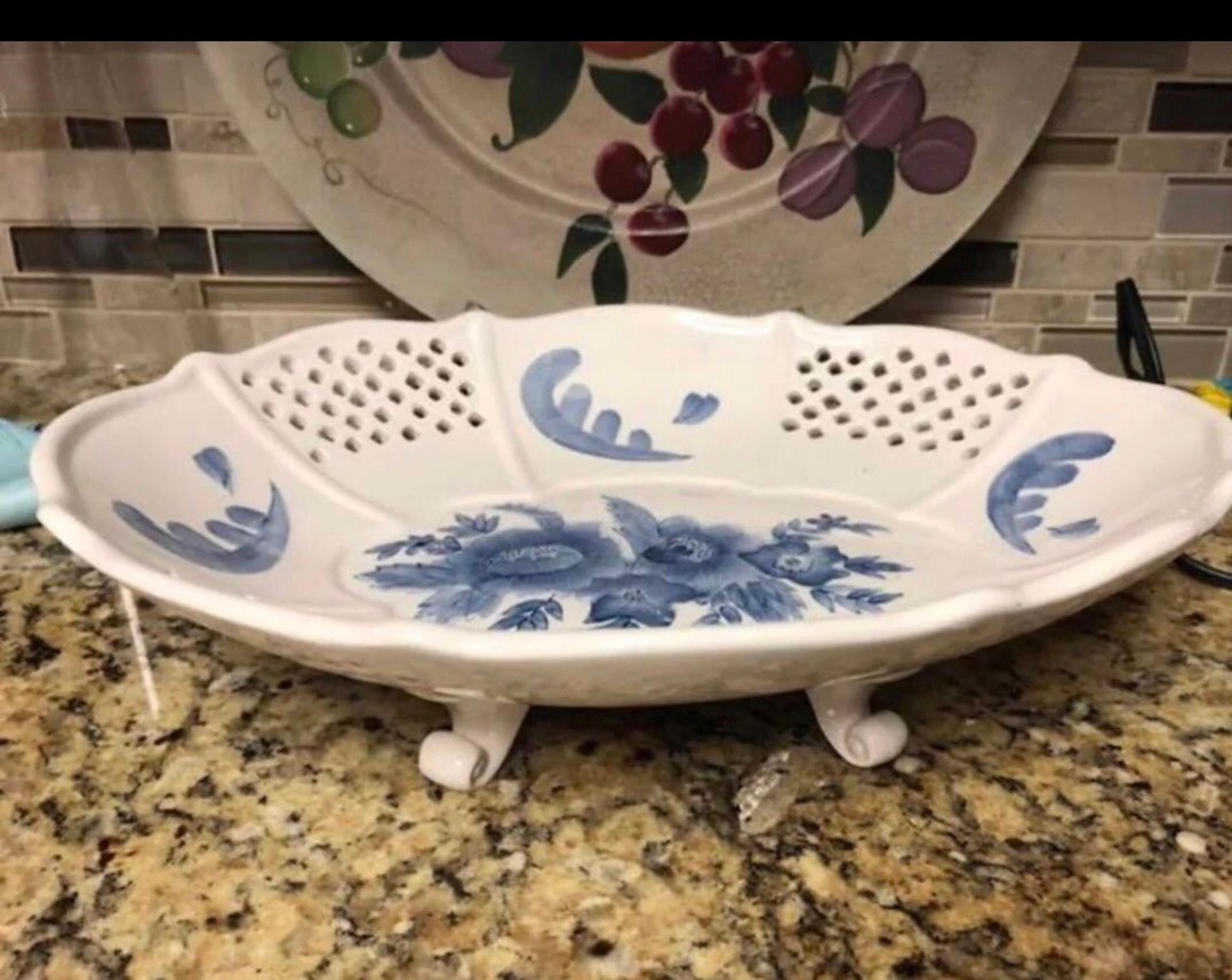 Home Interiors Vintage Blue And White Serving Tray