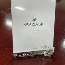 Swarovski Swan Picture Frame 5x7” Crystal Gold Crown – Elegant New In Box