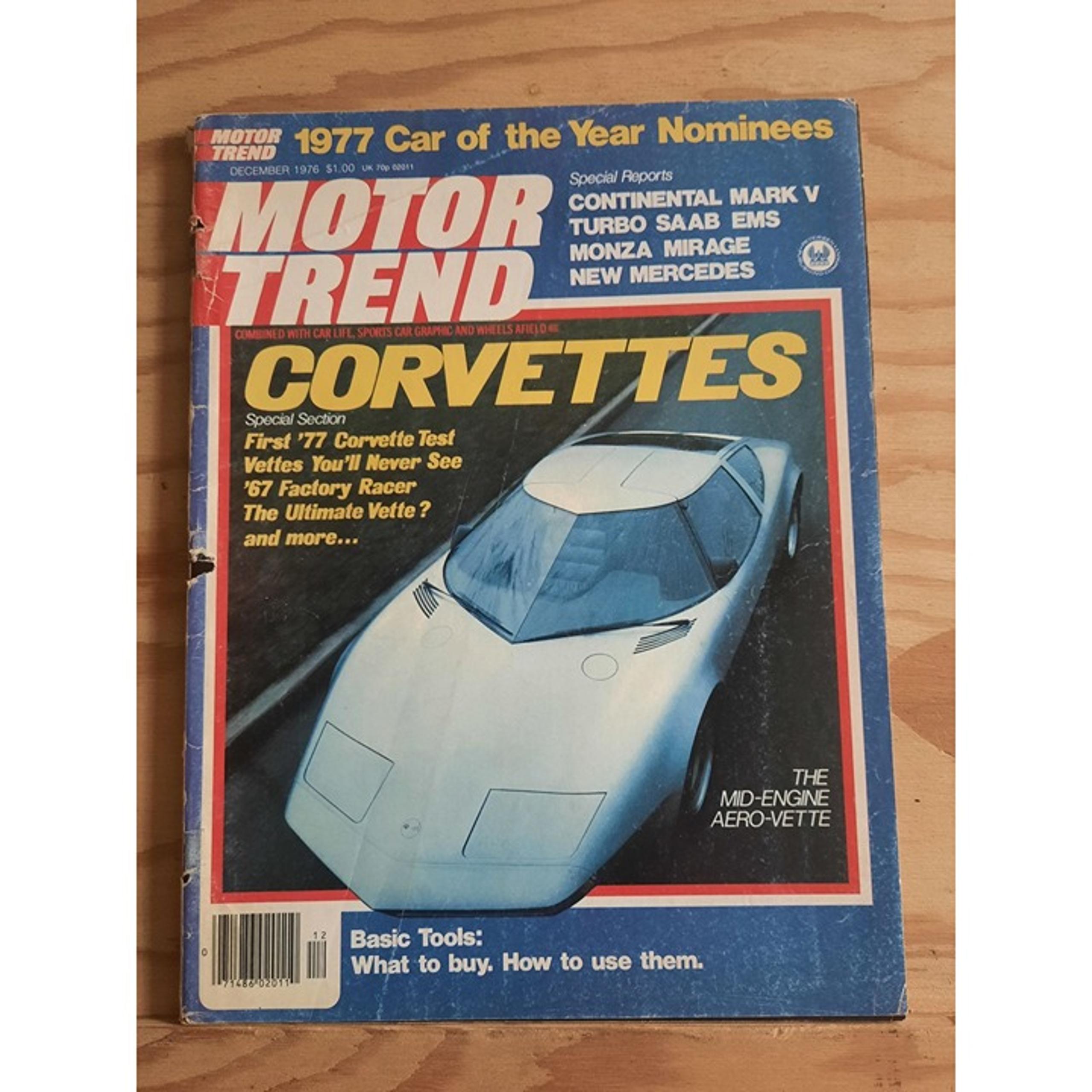 Vintage Motor Trend Dec 1976 Vol 28 No 12 Original Production Bruno's Corvettes