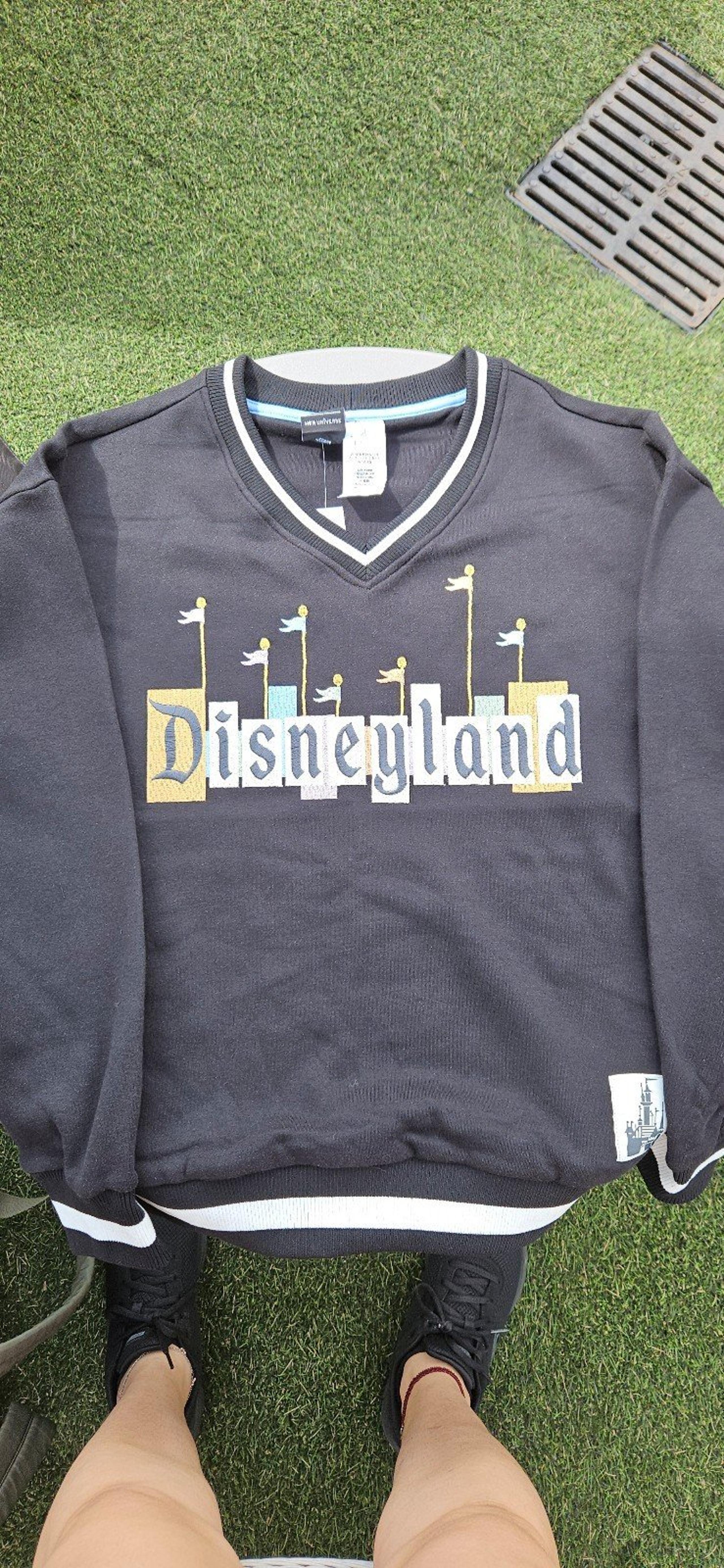 Disney Her Universe Black Disneyland Marquee V Neck Pullover Sweater (Medium)