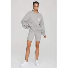 NEW GOOD AMERICAN WOMEN'S GRAY LEO BOYFRIEND SWEATSHIRT SIZE 0