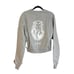 NEW GOOD AMERICAN WOMEN'S GRAY LEO BOYFRIEND SWEATSHIRT SIZE 0