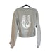 NEW GOOD AMERICAN WOMEN'S GRAY LEO BOYFRIEND SWEATSHIRT SIZE 0