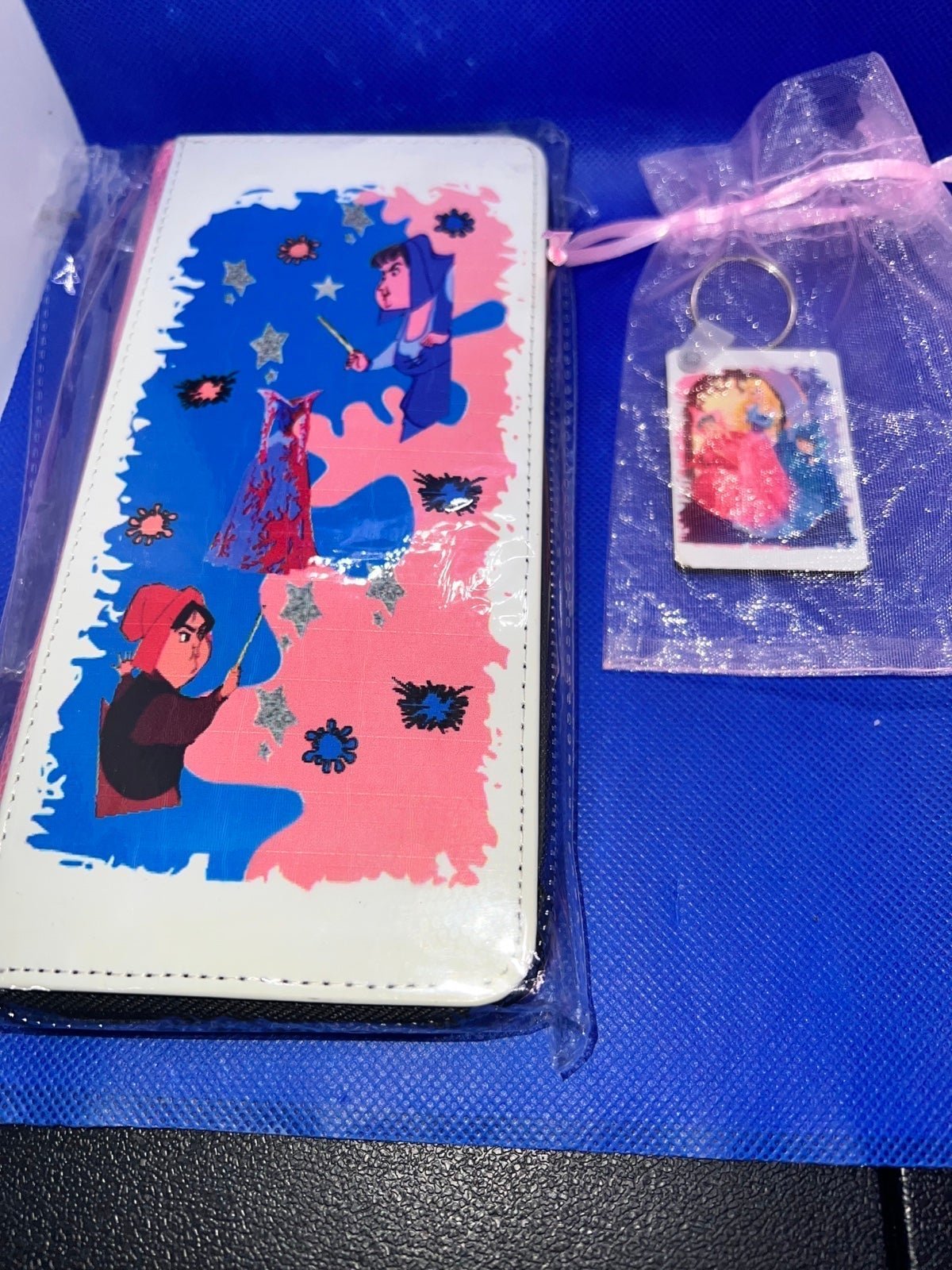 Make it pink make it blue wallet and keychain