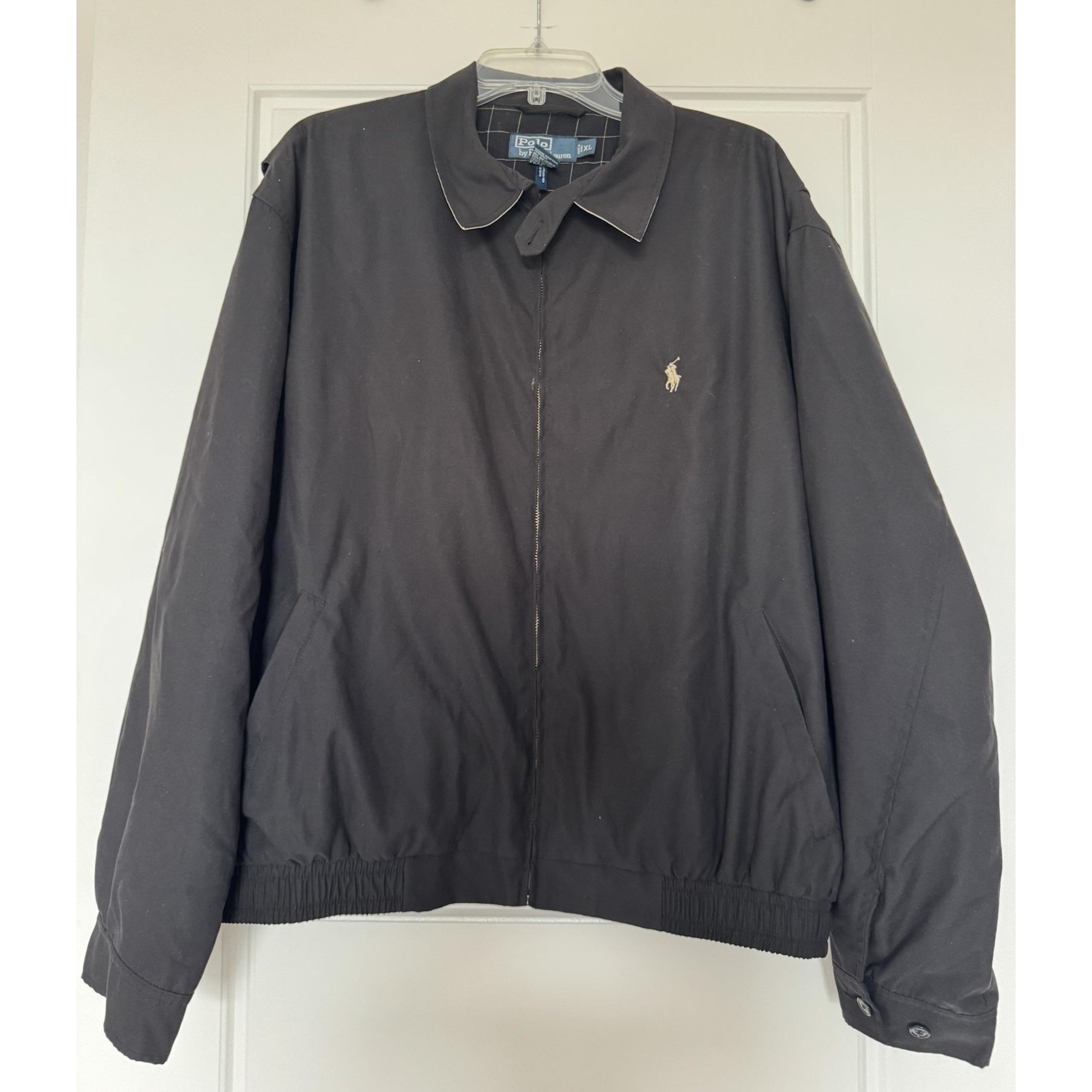 Vintage Polo Ralph Lauren Harrington Jacket Men's X-Large Black Plaid Lined Zip