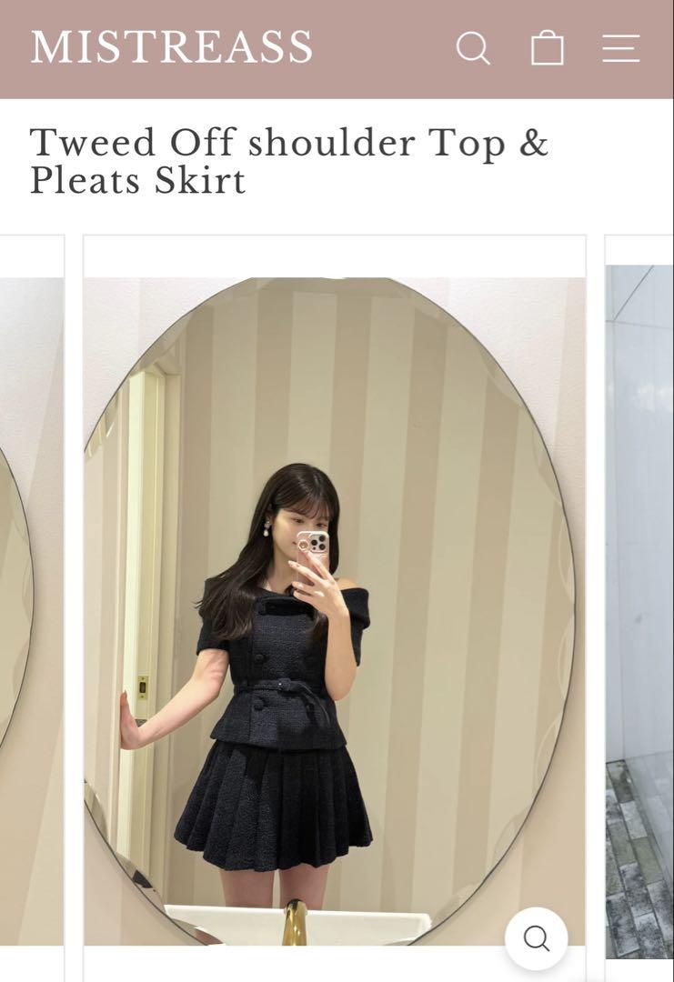 MISTREASS Mistreass Tweed Off-Shoulder Set-up