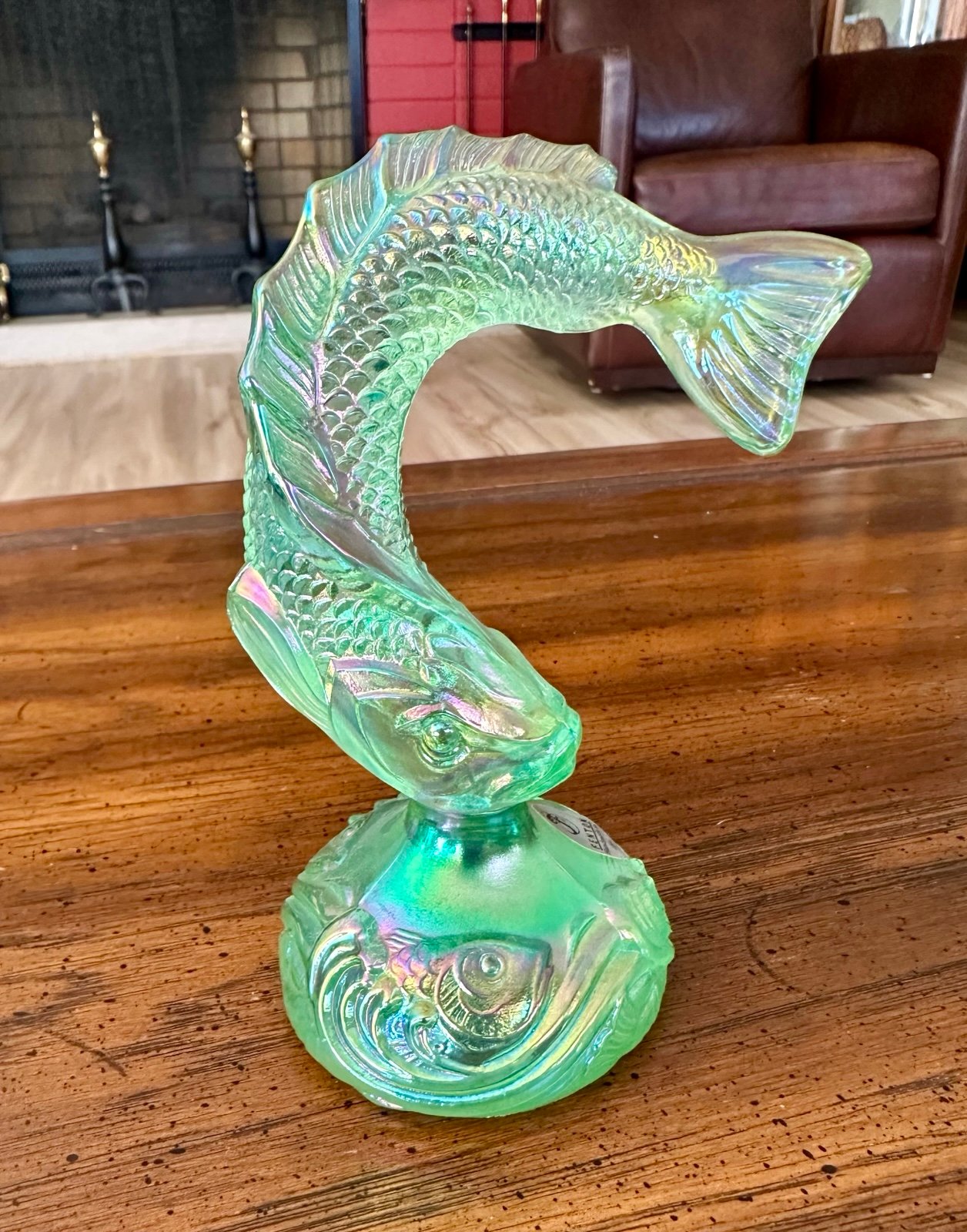 Fenton Green Iridescent Jumping Fish