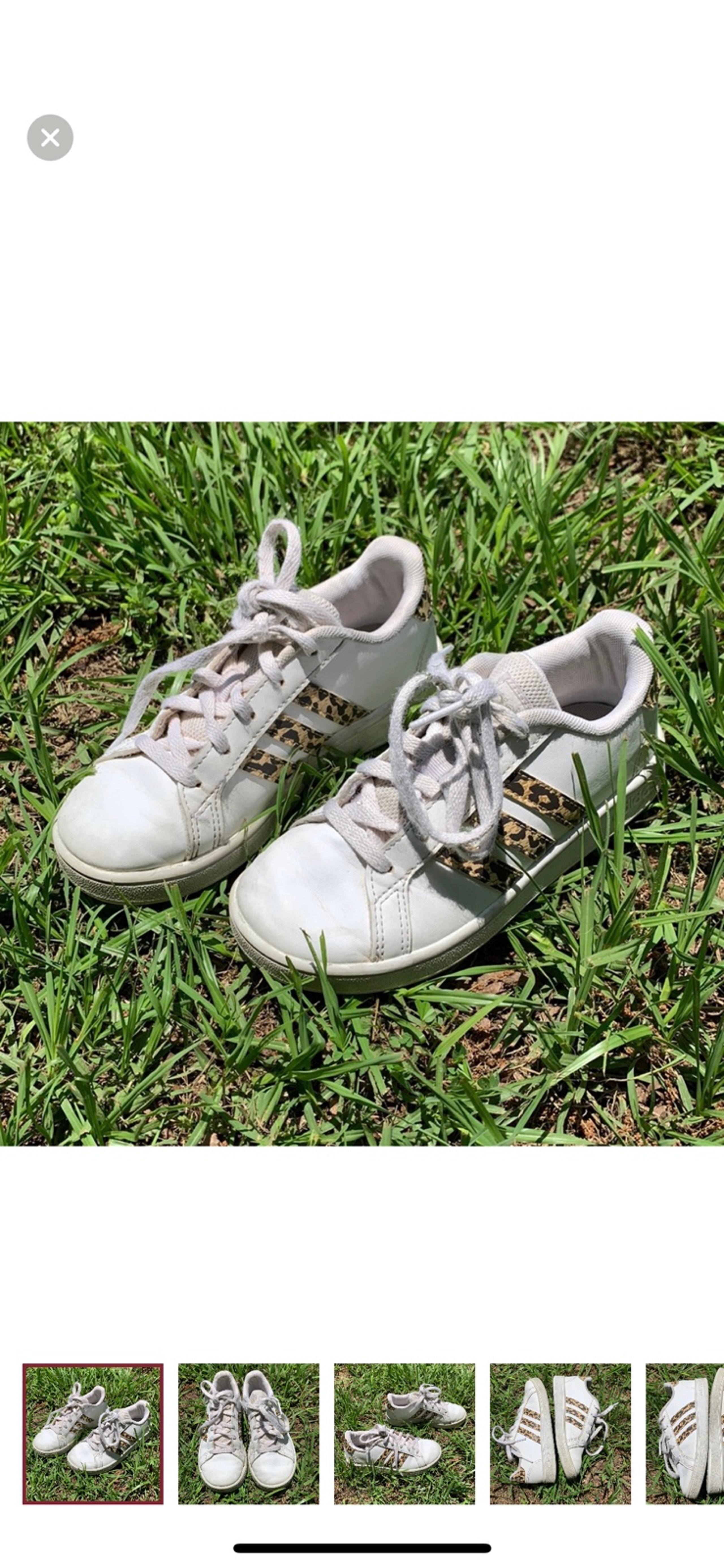 Kids Adidas Grand Court Leopard Stripe Sneakers Size 12K