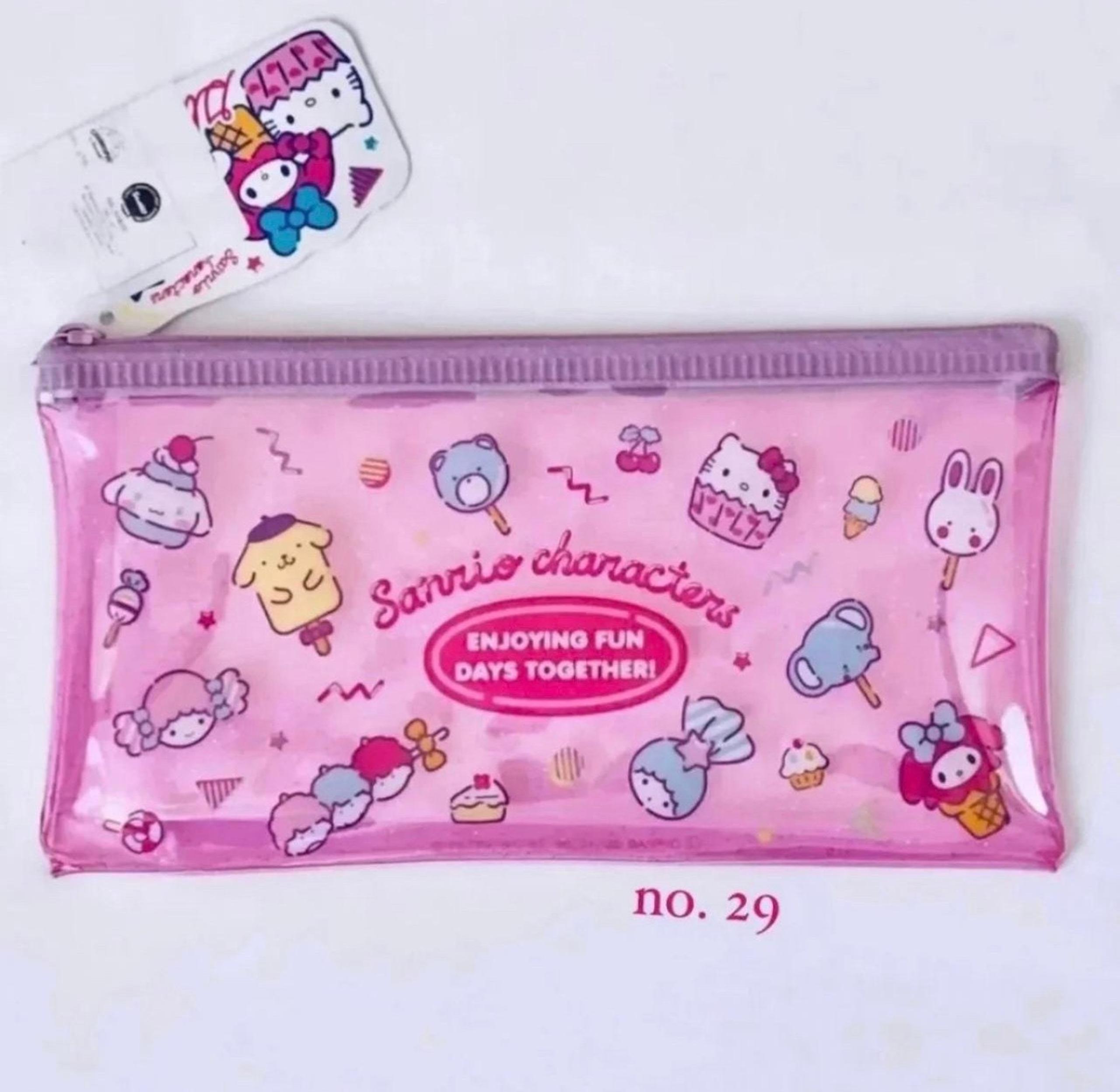 Sanrio characters pink glitter zip top pouch