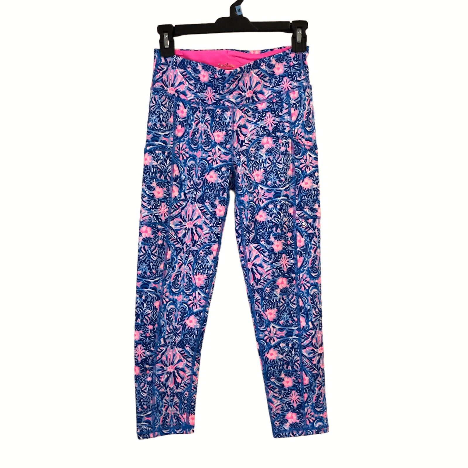 NEW Lilly Pulitzer Luxletic Weekender Midi Leggings Blue Peri Takin It Easy Sz S