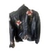 Vintage embroidered moto leather jacket | size large