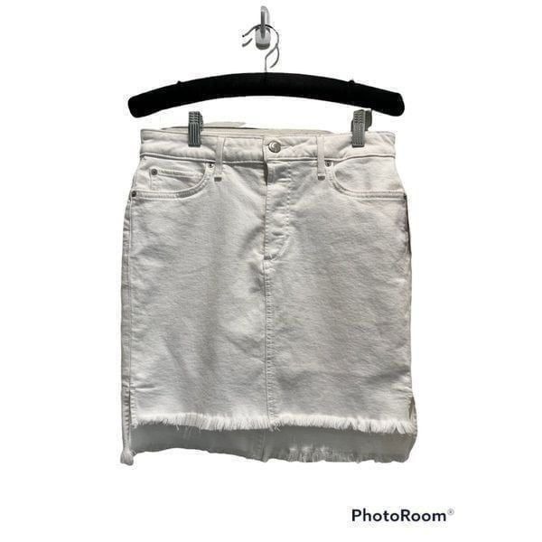 NWT Joe’s Jeans Joy White Frayed Hem Denim Mini Skirt 26