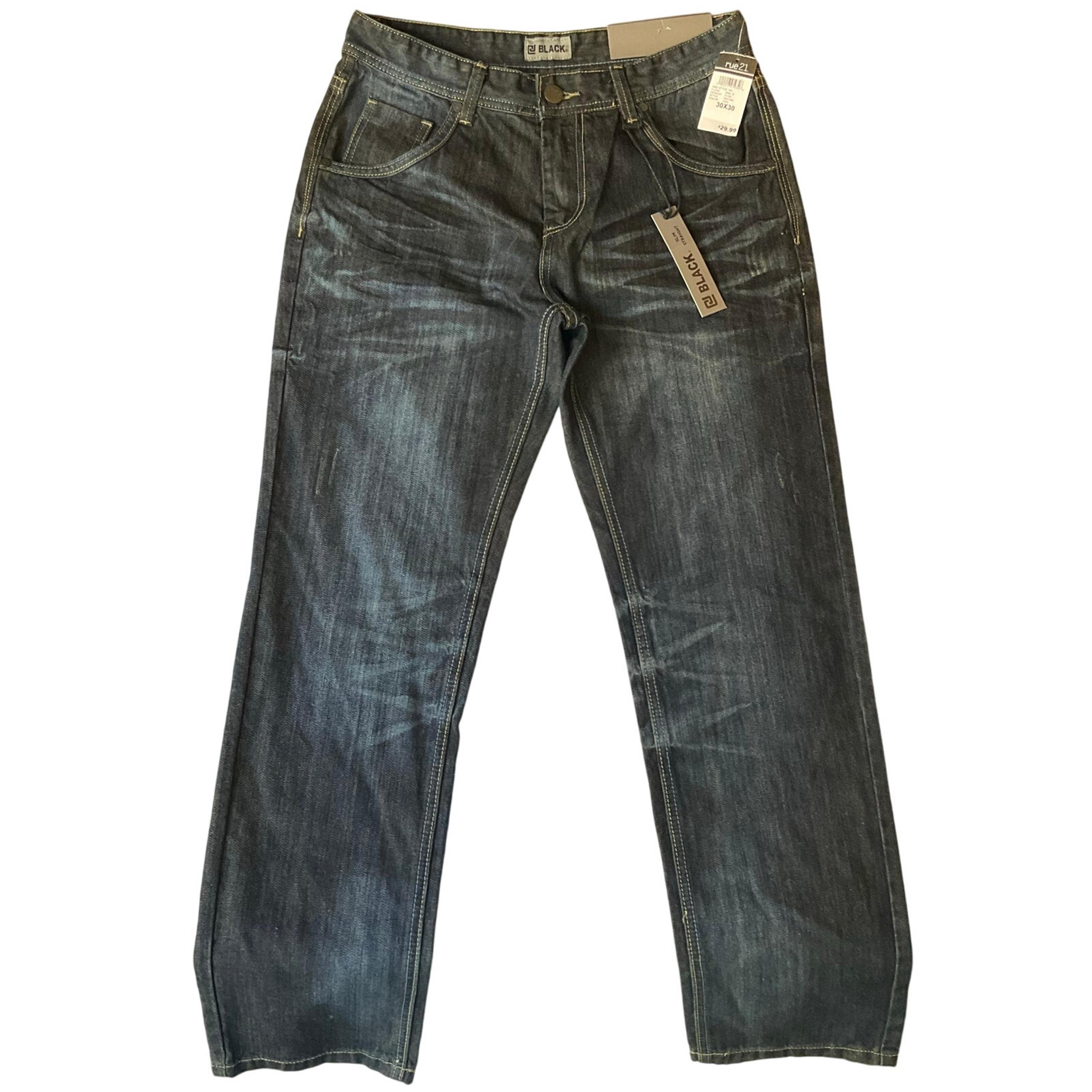rue21 Black Men Jeans size 30x30 Dark Blue Mid Rise Straight Leg NWT