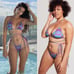 Inamorata Las Olas mauve check triangle top bikini set size S small NEW NWT