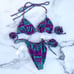 Inamorata Las Olas mauve check triangle top bikini set size S small NEW NWT