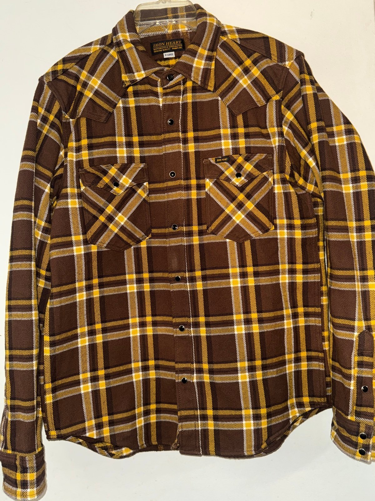 Iron Heart IHSH-372-BRN Ultra Heavy Flannel Brown Crazy Check Western Shirt
