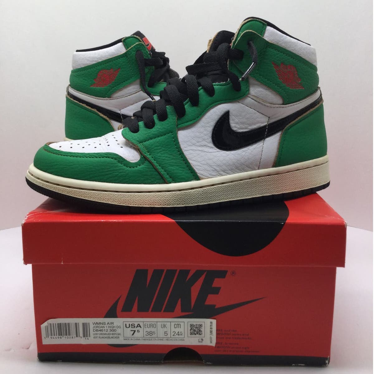 Nike Womens Air Jordan 1 High OG Lucky Green Womens 7.5 Authenticated