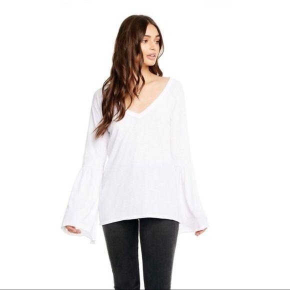 CHASER Vintage Jersey Peplum Sleeve V Ne