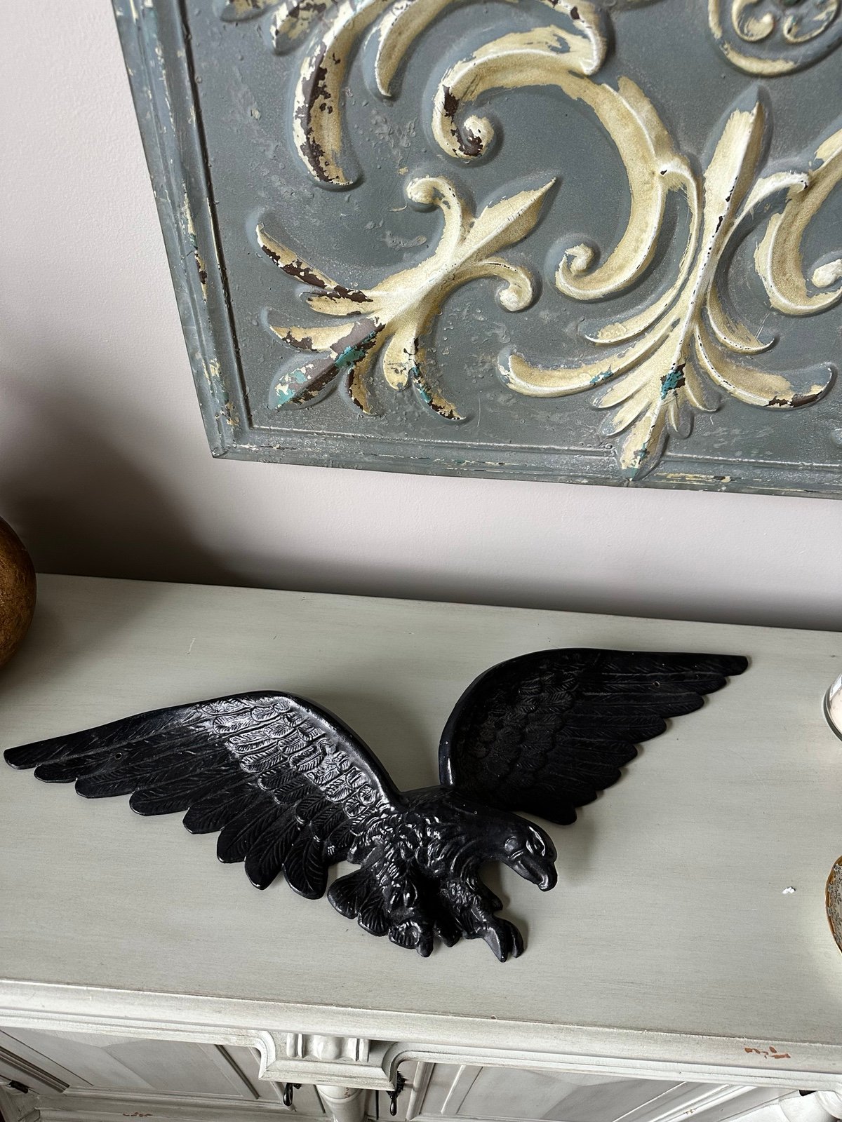 Vintage large metal eagle wall hanging