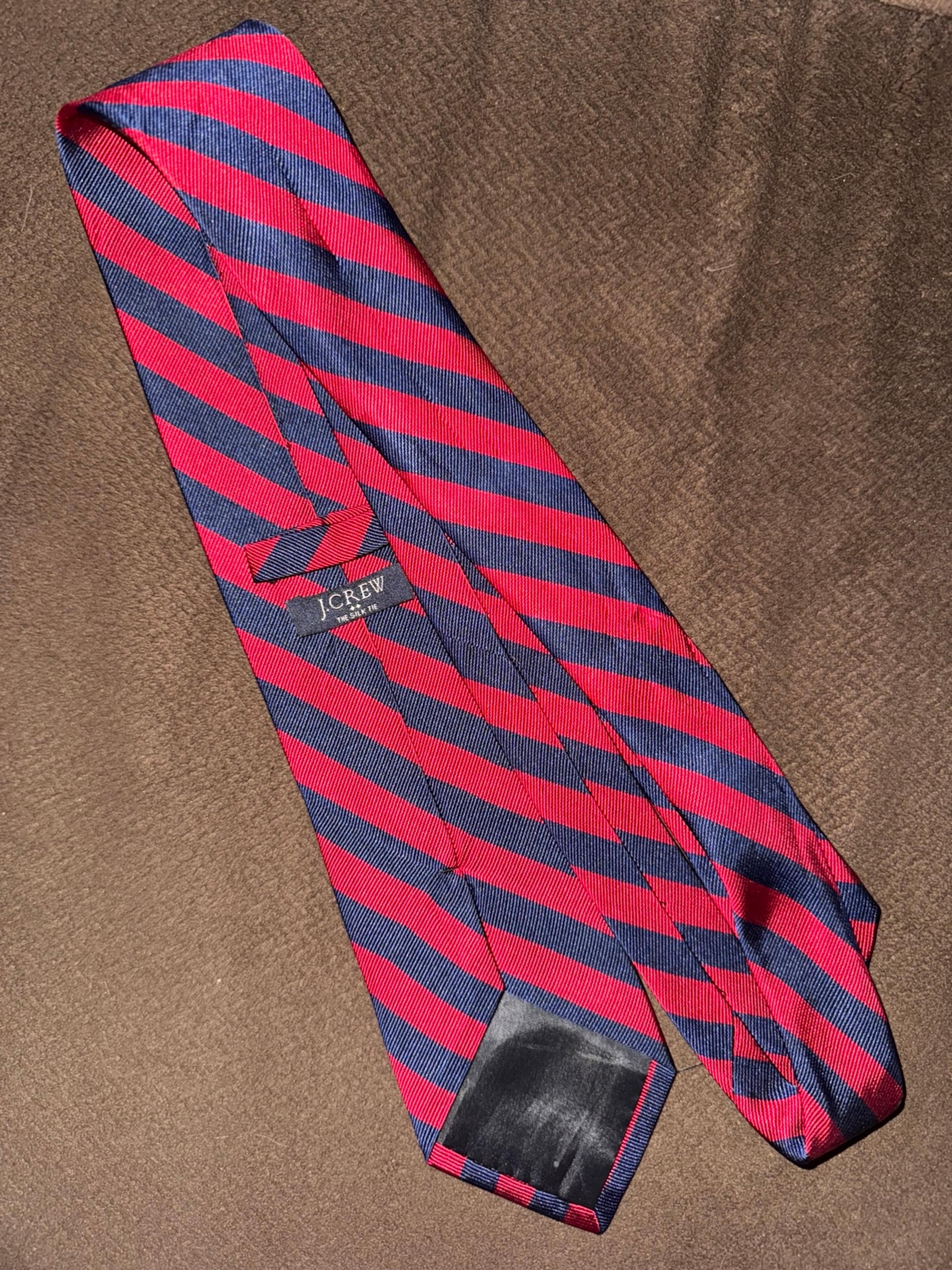 J.Crew Red & Navy Repp Stripe Tie
