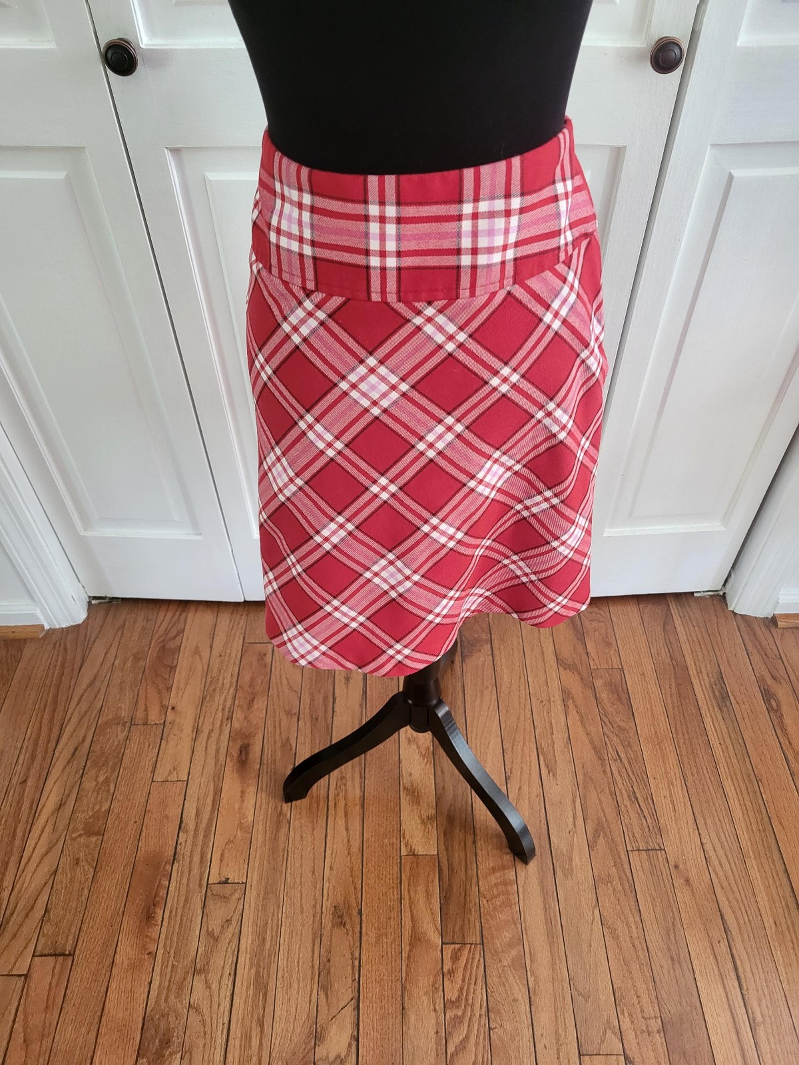 Vintage Y2k Red and Pink Plaid Mini Skirt Size 6 Preppy Schoolgirl Academia