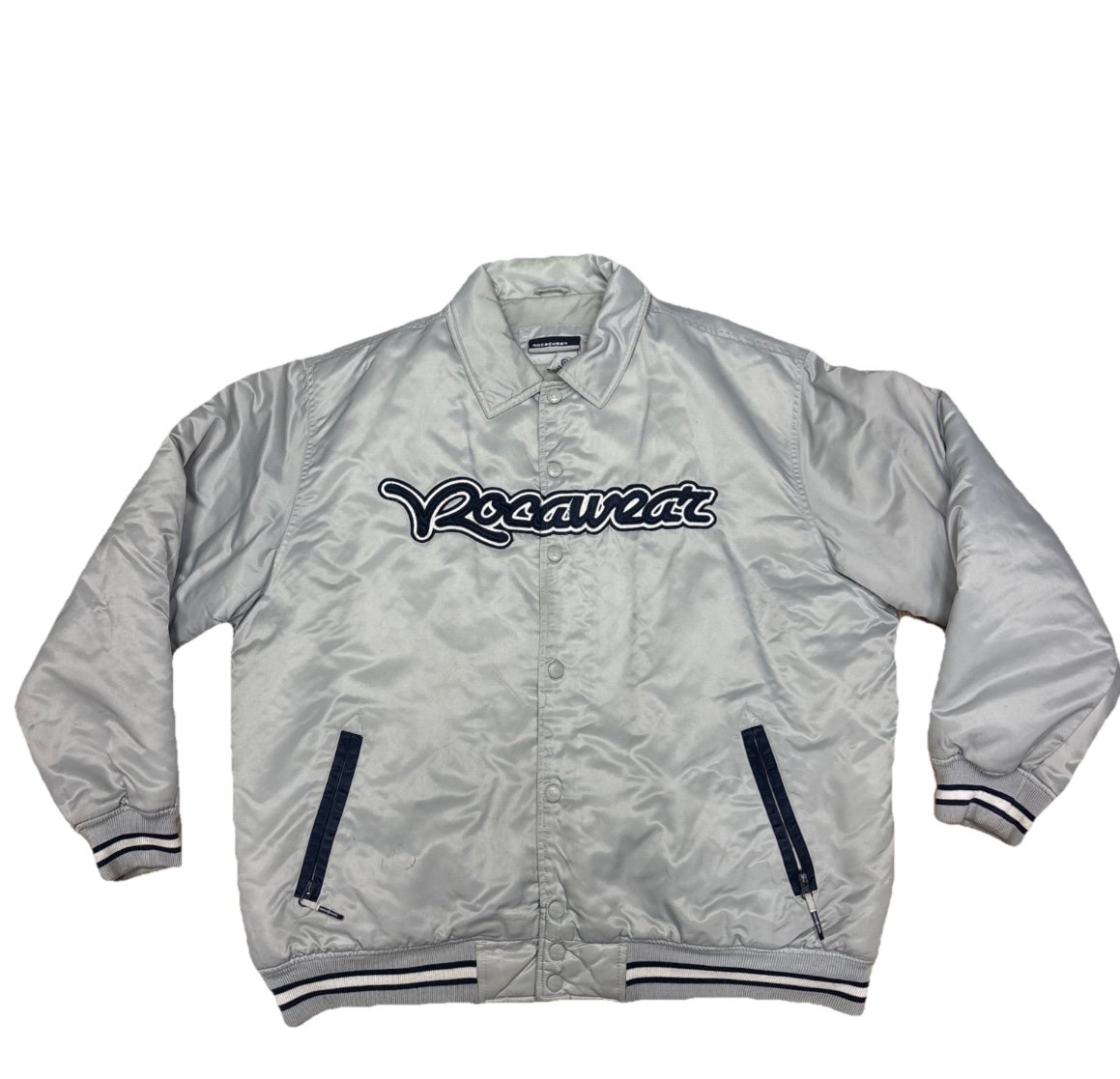 Vintage Rocawear silver black Nylon Bomber Jacket X-Large