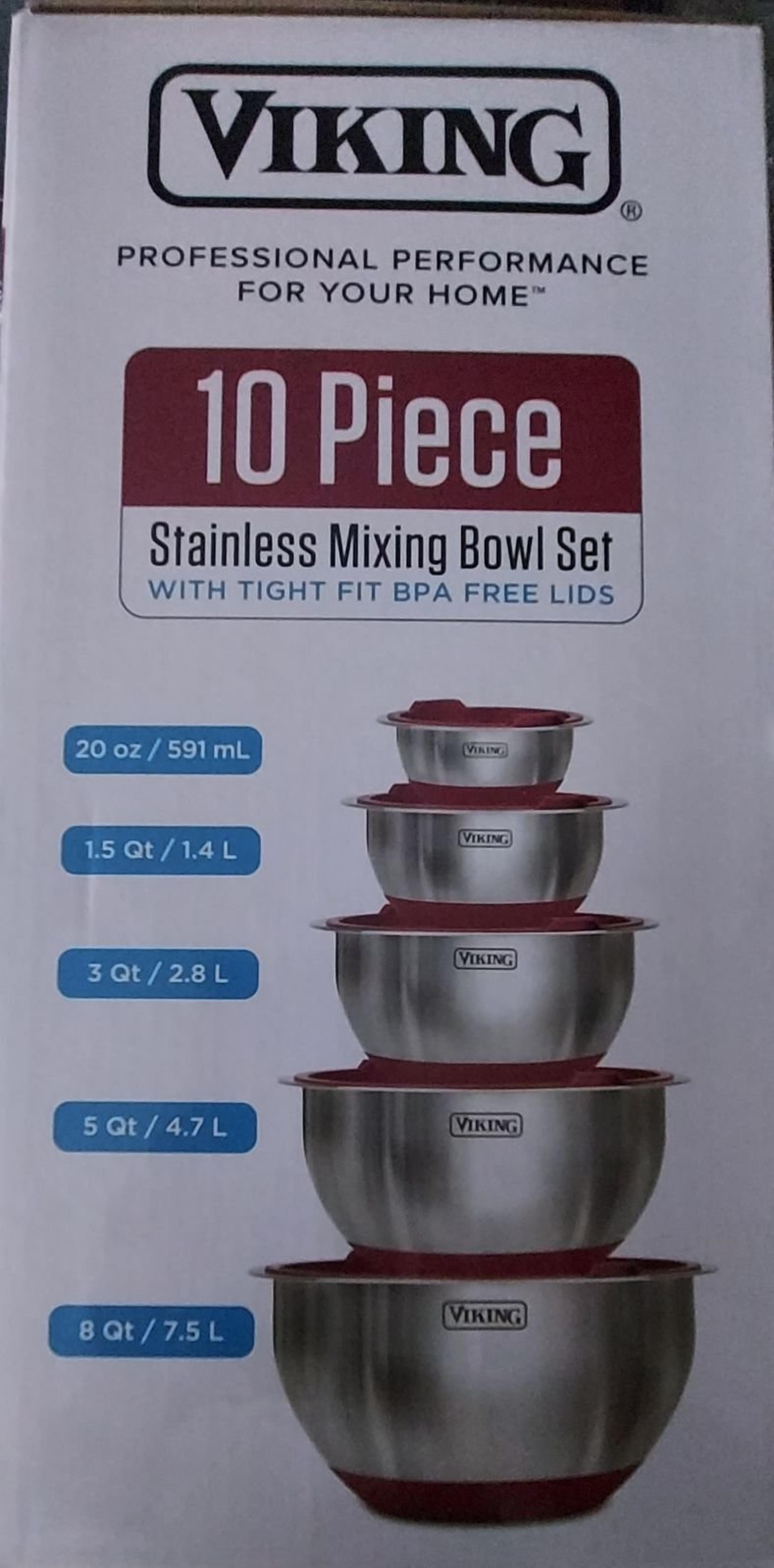 10 Pcs Stainless Steel Mixing Bowl Set