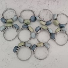 Set of Ten (10) Vintage Stone & Wire Napkin Rings