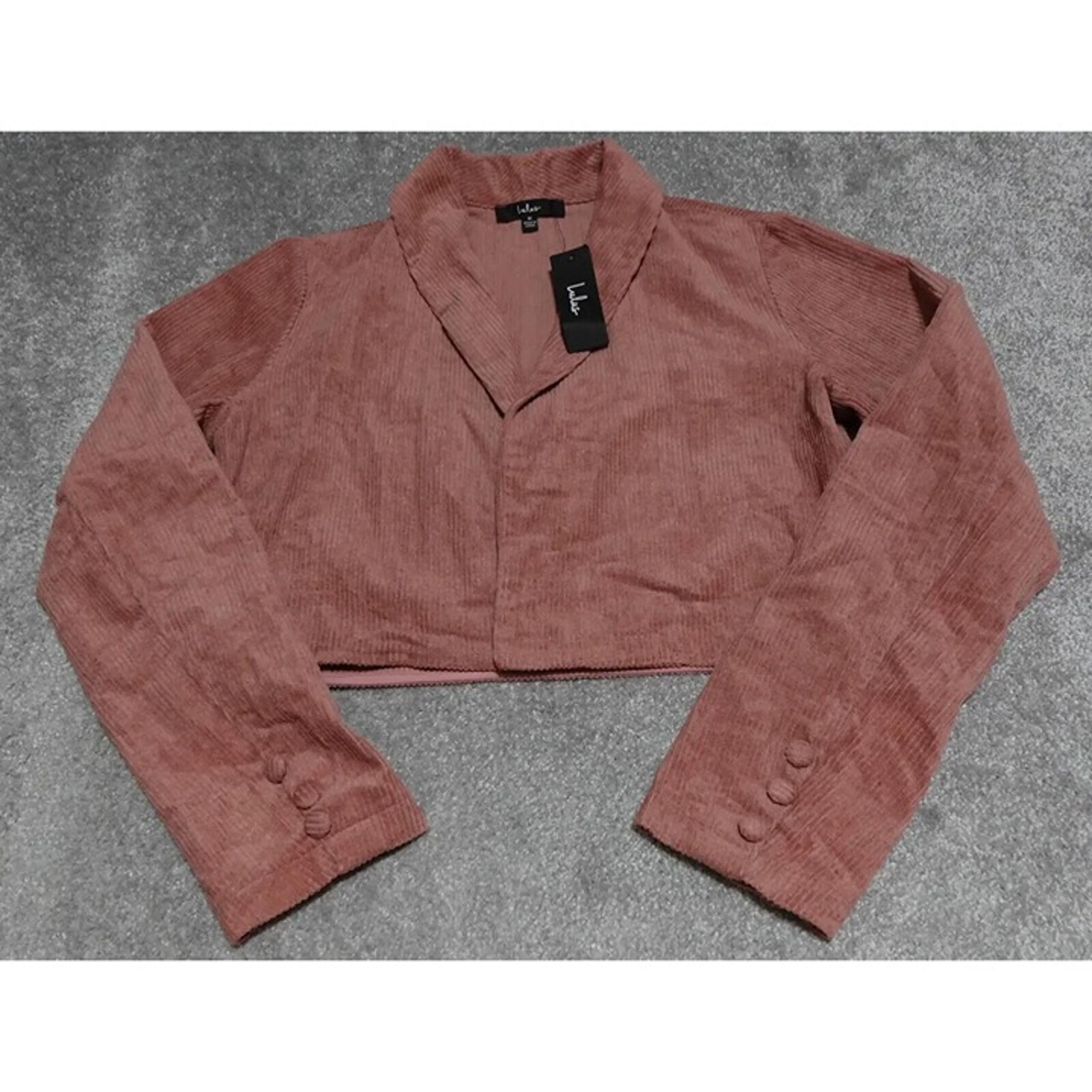 Lulus Cropped Corduroy Blazer Women's Medium Pink Shawl Lapels Long Sleeve