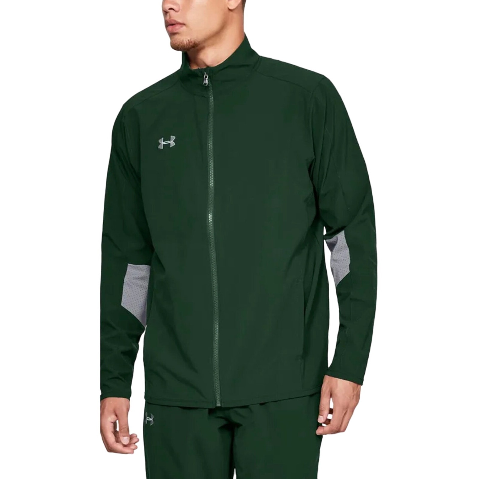 Mens Under Armour Full Zip Active Track Jacket Green XL
