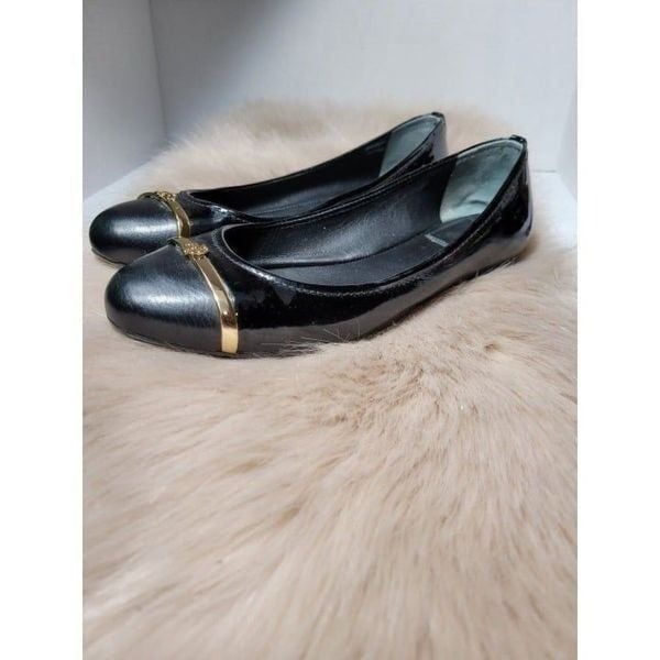 Tory Burch Pacey Black Patent Leather Ballet Flat Womens Shoes Size 7.5