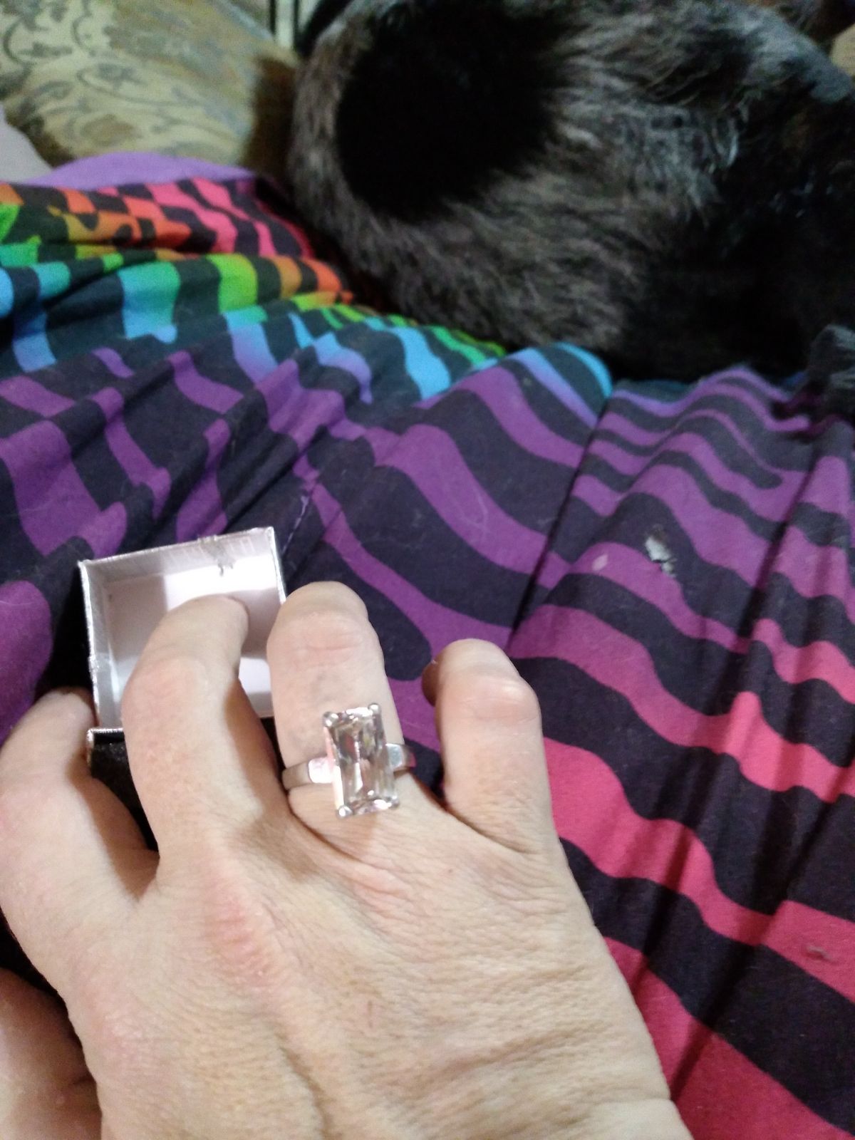 Large rectangular diamond ring sterling