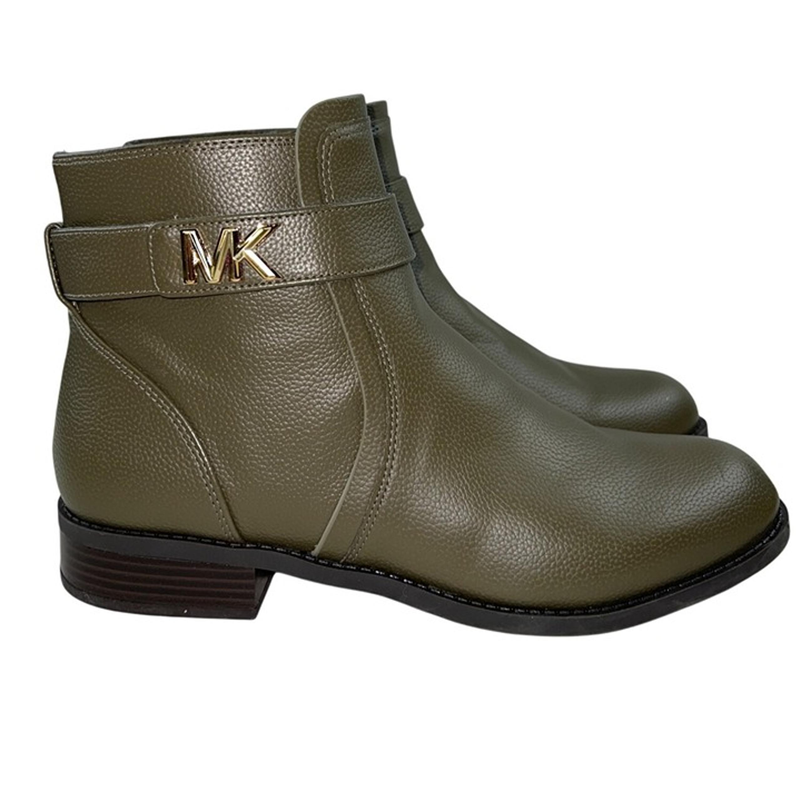 Michael Kors MK Jilly Women's Ankle Boots Faux Pebbled Leather Green Size 9 NEW