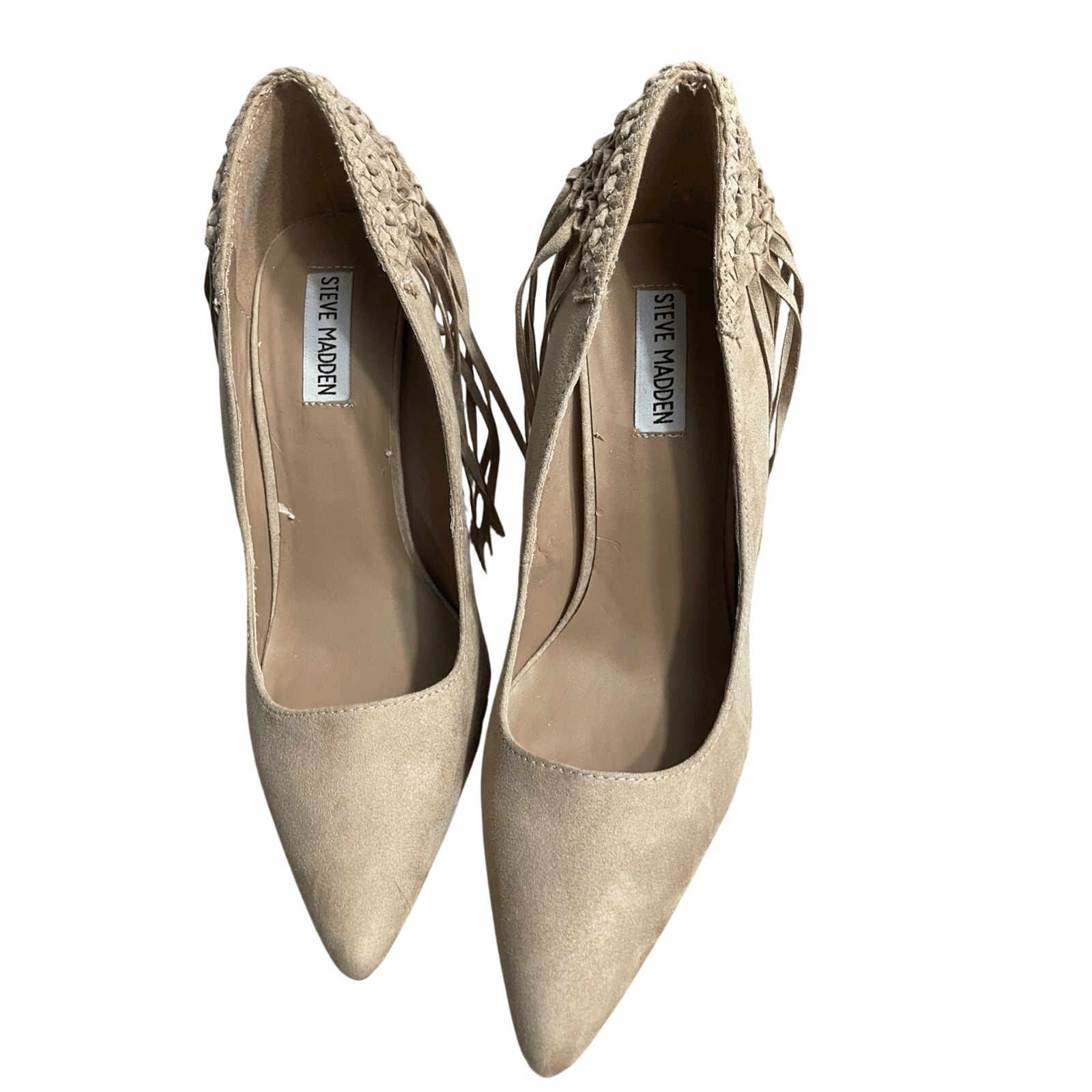 Steve Madden Western Neutral Taupe Tipsy Western Brown Suede Fringe Heels 9.5