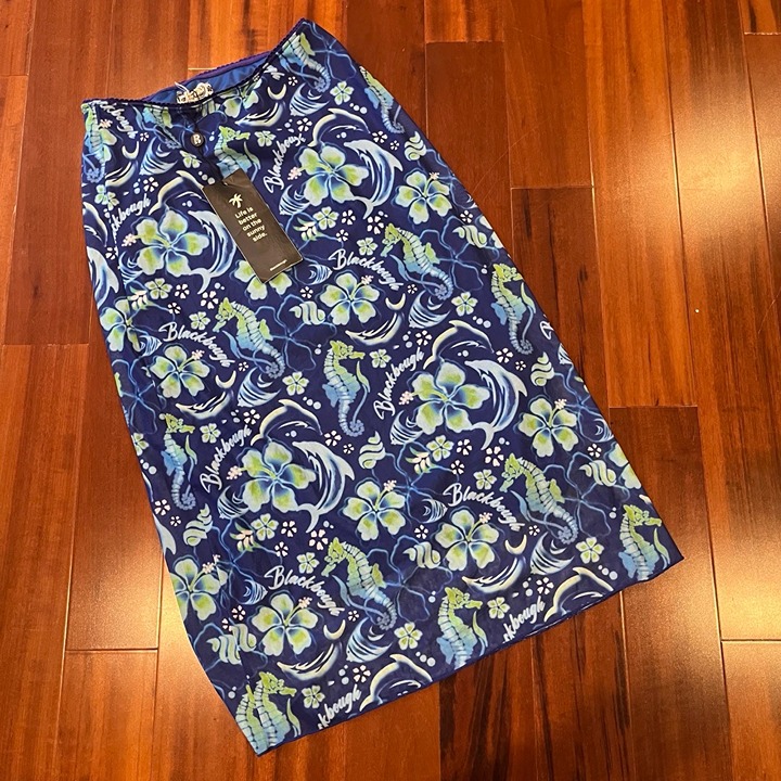 New NWT Blackbough Blue Skirt Swim Coverup Floral Seahorse Tropical Size Small