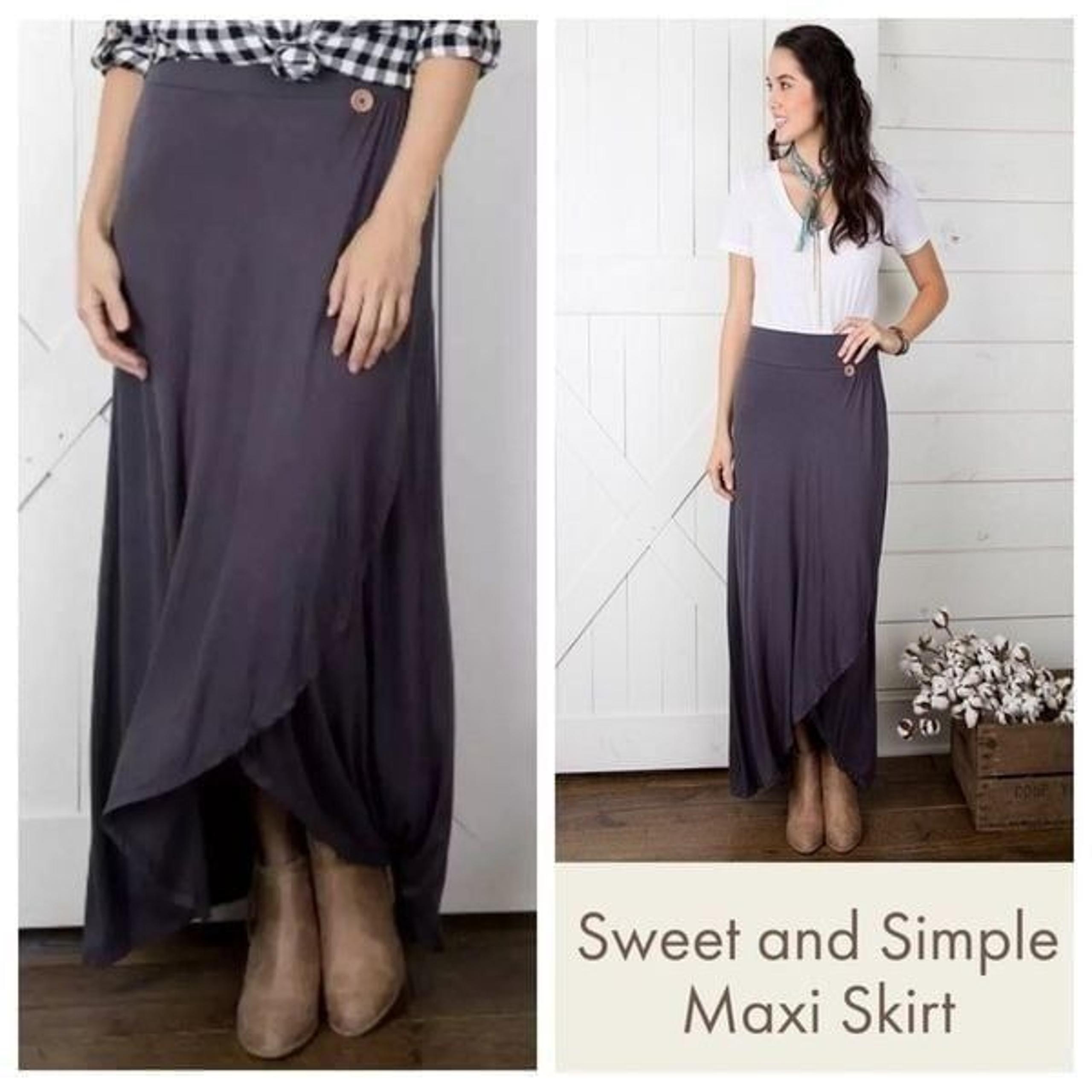 Matilda Jane Sweet & Simple Maxi Skirt Gray Joanna Gaines