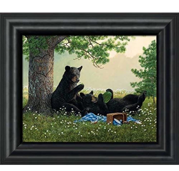 Wild Wings Black Bears 12 x 15 Framed Canvas by Artist Persis Clayton Weirs