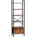 70in Tall Bookshelf with 2 Drawers, Rustic Brown