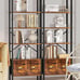 70in Tall Bookshelf with 2 Drawers, Rustic Brown