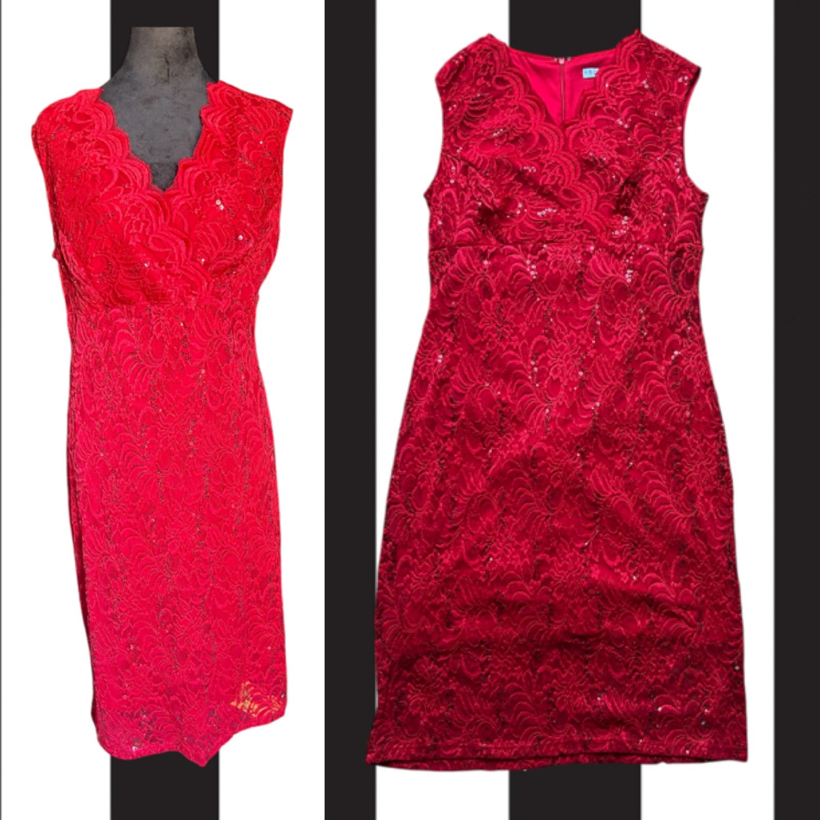 Sequin Beaded Embroidered Red Glam Dress New Prosecco Sleeveless Festive Party