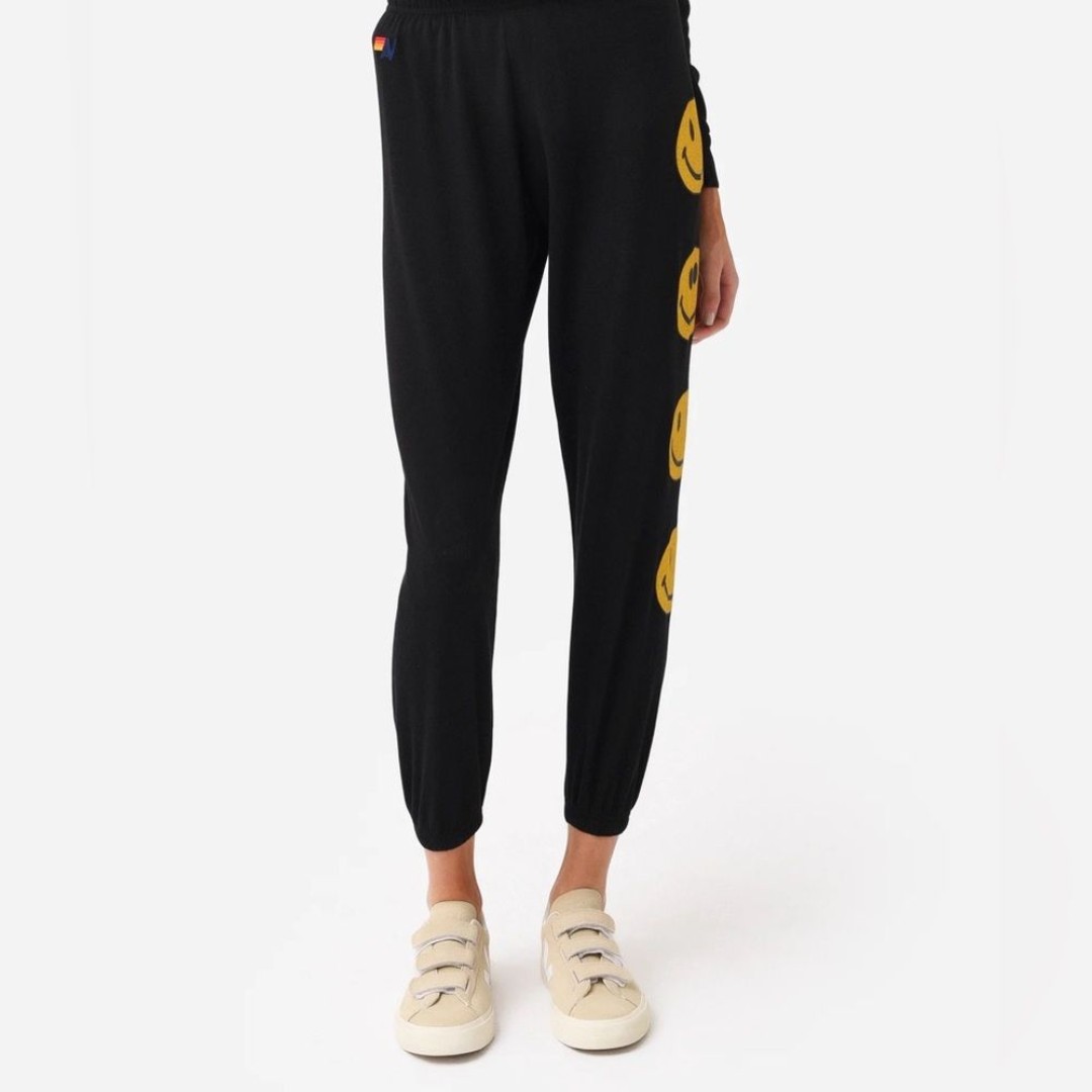 Aviator Nation Charcoal Smiley Repeat Sweatpants Size Small