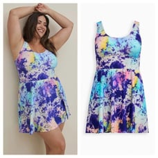 Torrid Wireless Long Scoop Swim Dress With Brief