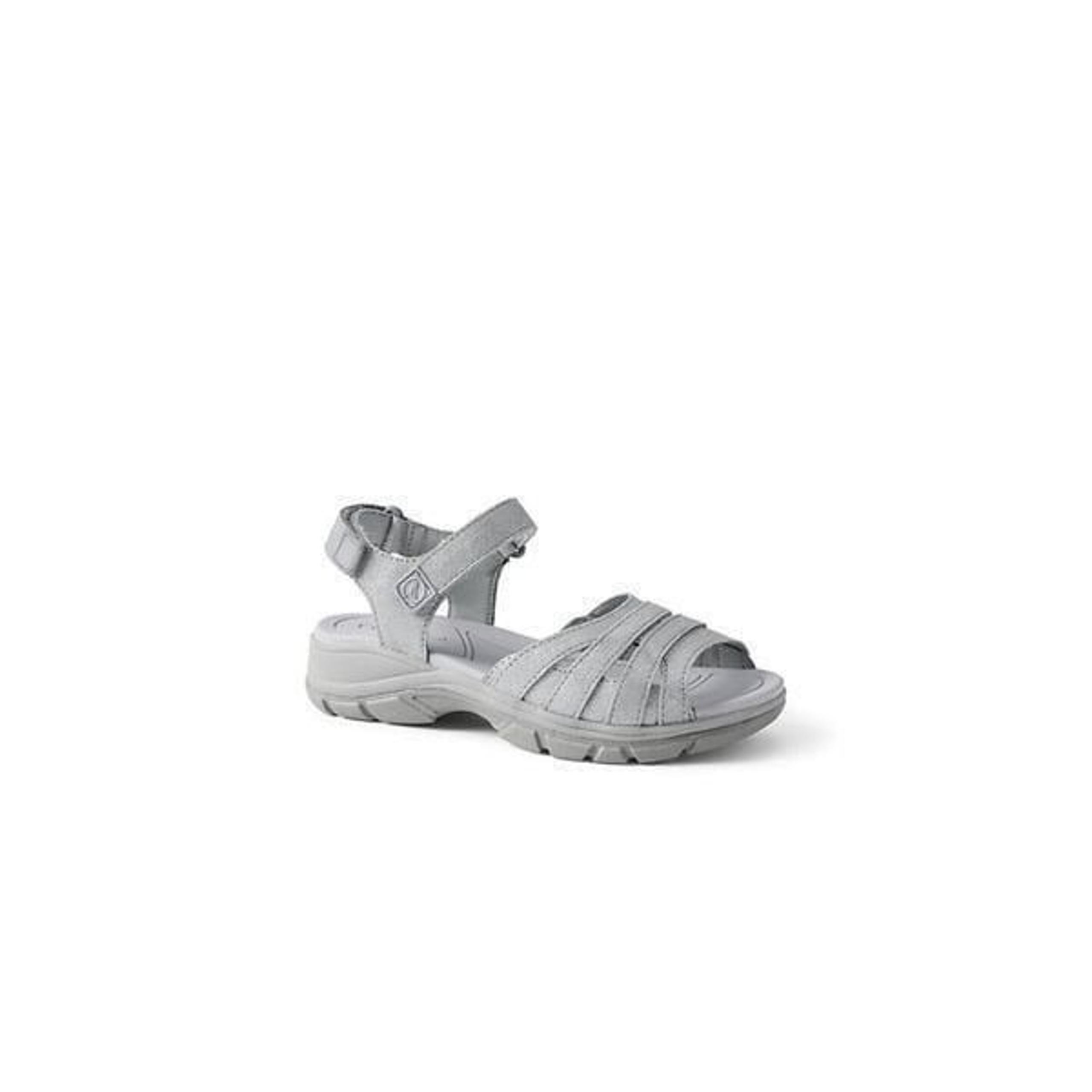 Women’s Lands End Size 9 All Weather Walking Sandals Gray Metallic Suede Hiking