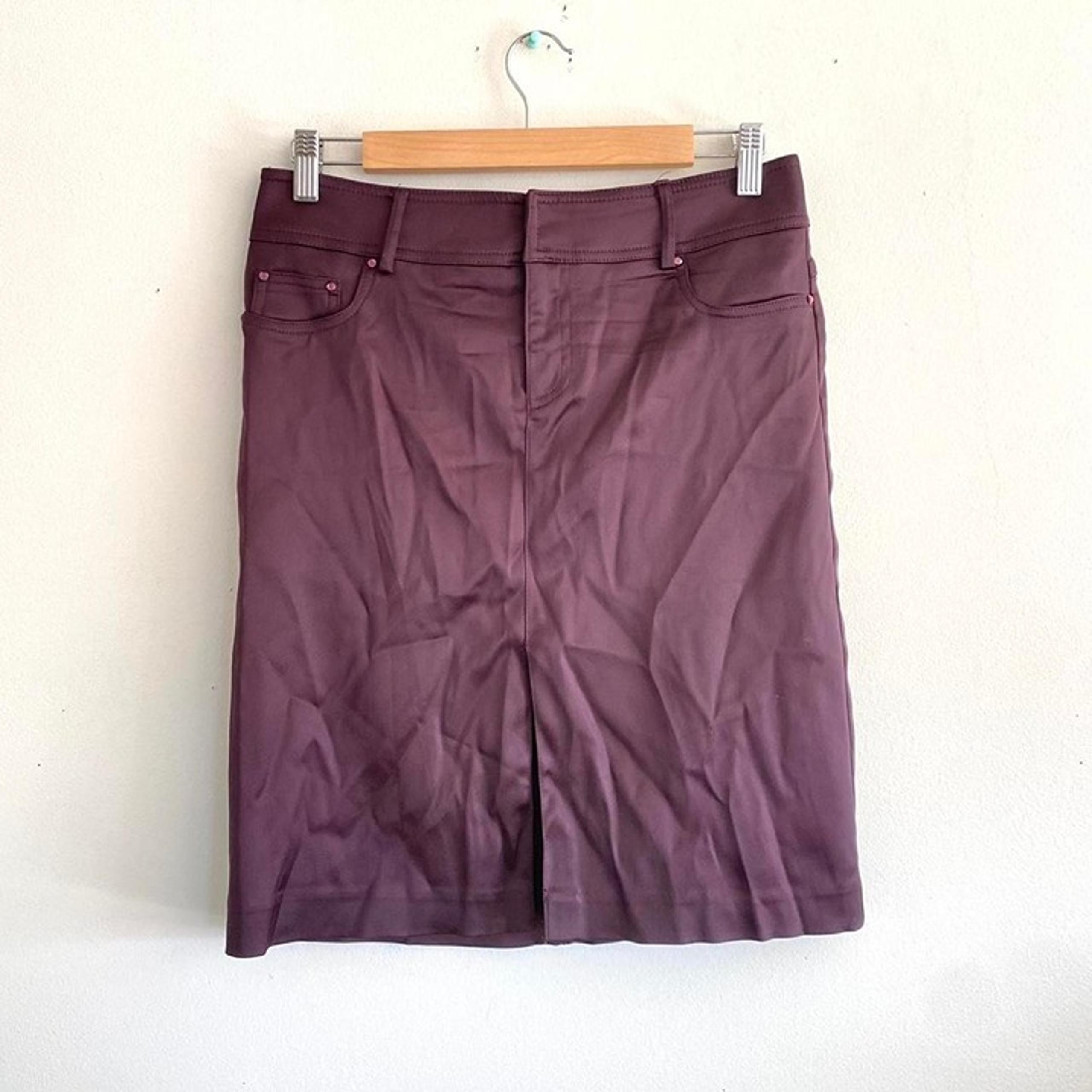 CACHE PURPLE BROWN PENCIL SKIRT RHINESTONES WOMENS SIZE 2