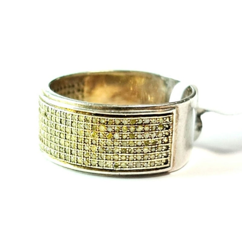 Sterling Silver Yellow Diamond Band Ring, 1/2ctw, Size 8.5, 5/16"