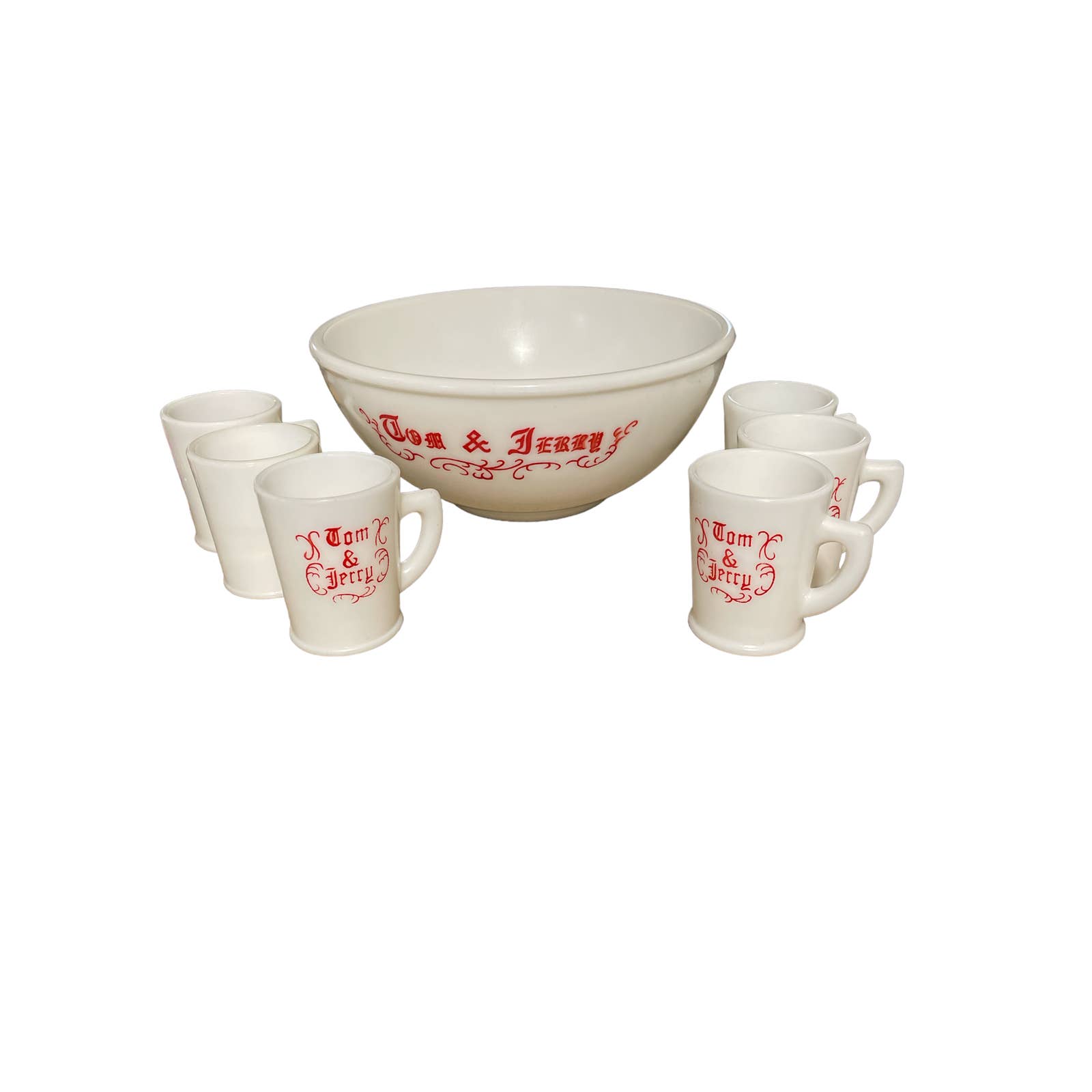 Vintage Tom and Jerry Egg Nog Punch Bowl With 6 Cups