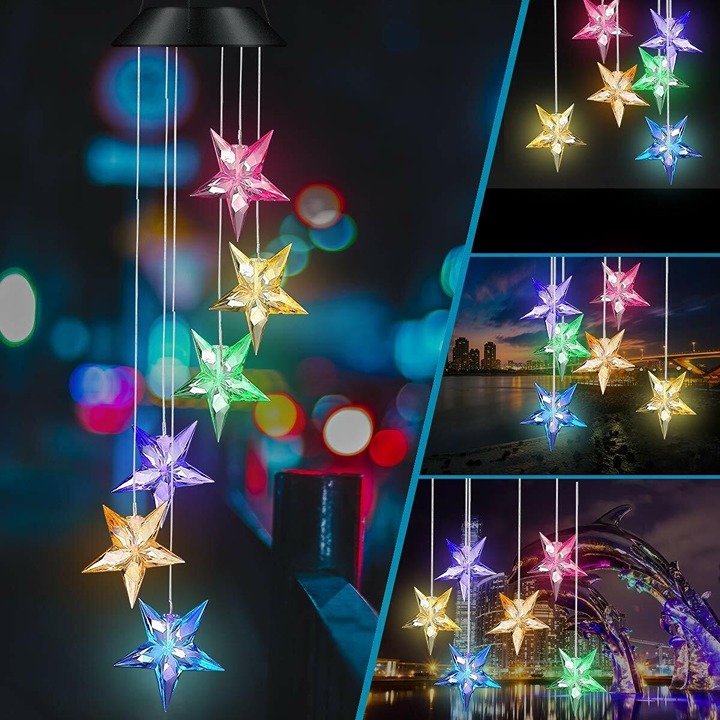 Solar Wind Chimes Outdoor, Color-Changing Solar Hanging Lamp for Garden Decor